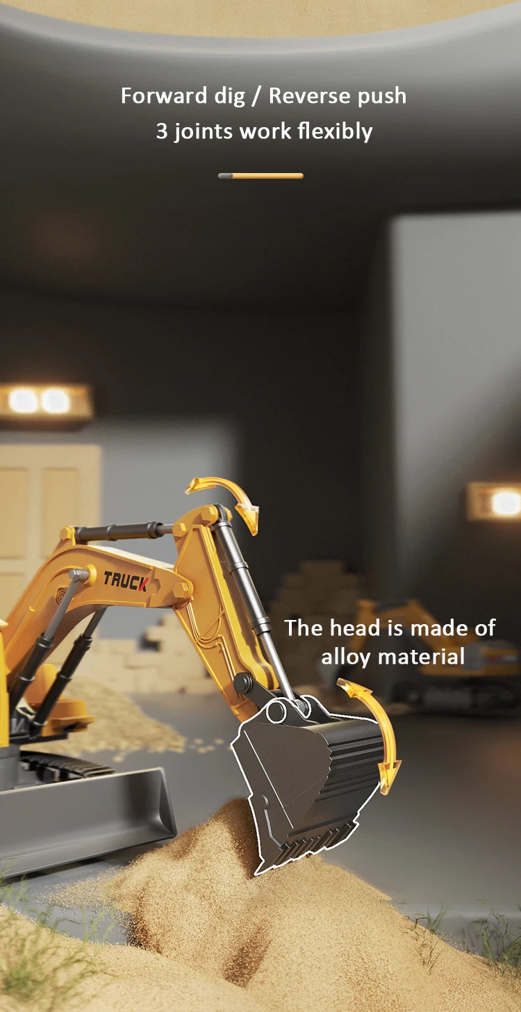 Remote Control Alloy Excavator – Lights, Sound & Realistic Movement | Kids’ Construction Vehicle Toy