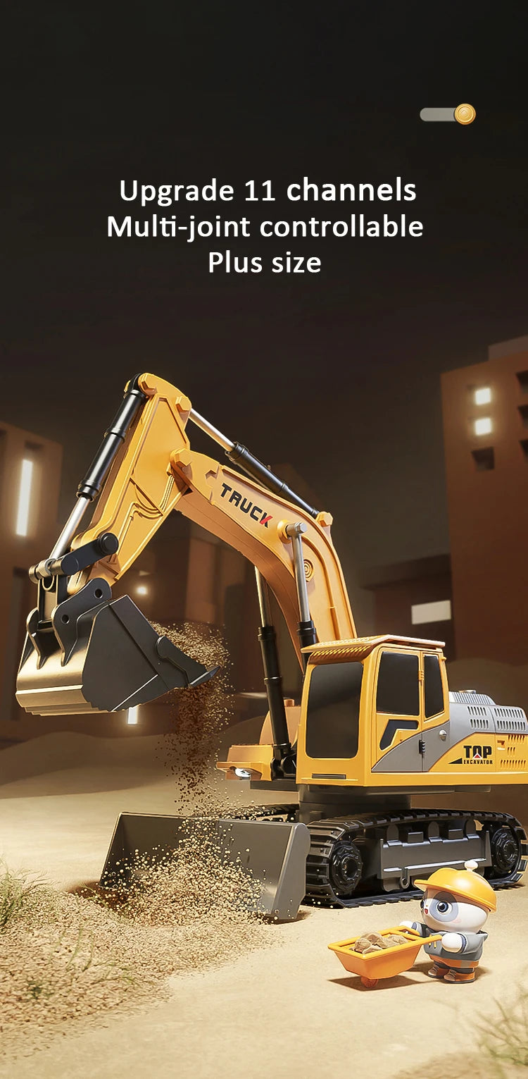 Remote Control Alloy Excavator – Lights, Sound & Realistic Movement | Kids’ Construction Vehicle Toy