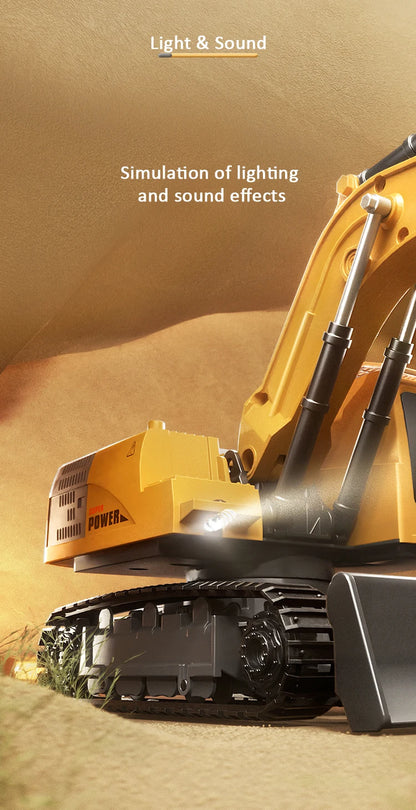 Remote Control Alloy Excavator – Lights, Sound & Realistic Movement | Kids’ Construction Vehicle Toy