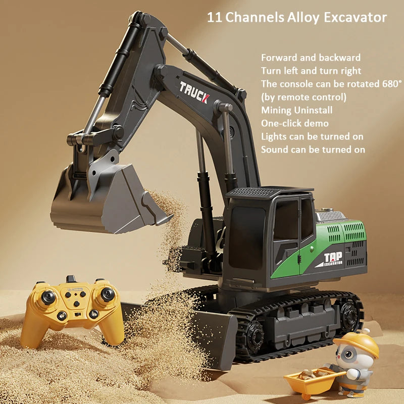 Remote Control Alloy Excavator – Lights, Sound & Realistic Movement | Kids’ Construction Vehicle Toy