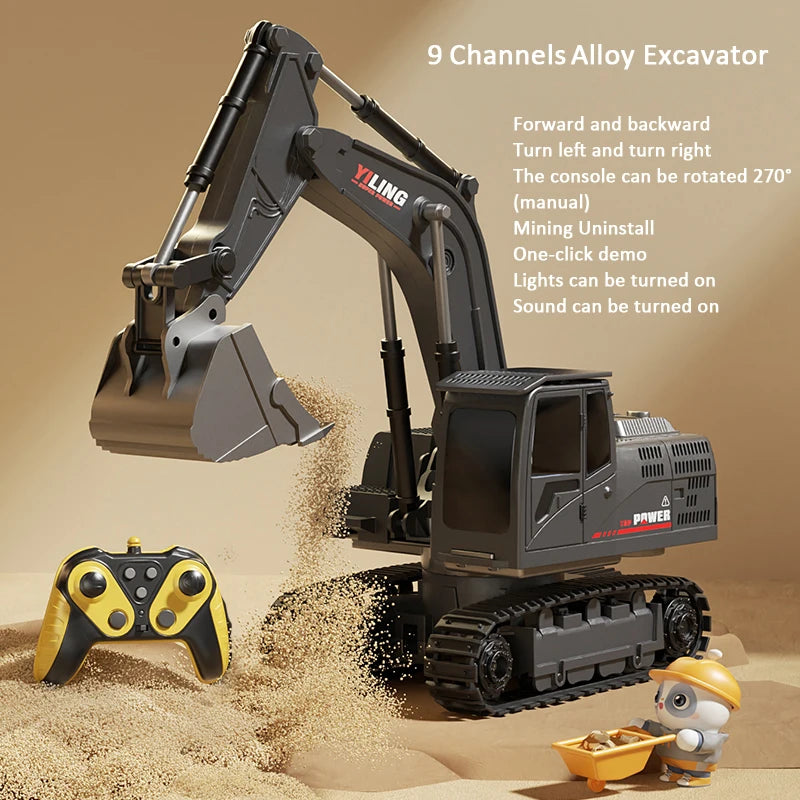 Remote Control Alloy Excavator – Lights, Sound & Realistic Movement | Kids’ Construction Vehicle Toy