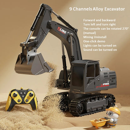 Remote Control Alloy Excavator – Lights, Sound & Realistic Movement | Kids’ Construction Vehicle Toy