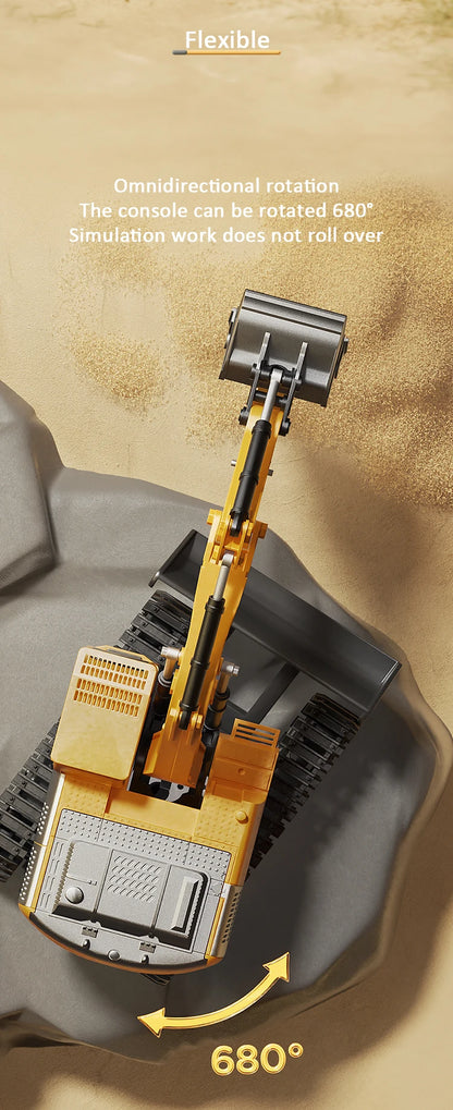 Remote Control Alloy Excavator – Lights, Sound & Realistic Movement | Kids’ Construction Vehicle Toy