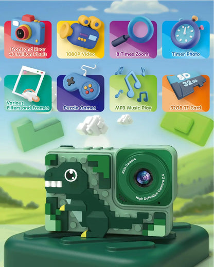 Kids Cartoon Dinosaur Camera – Build, Snap & Play!