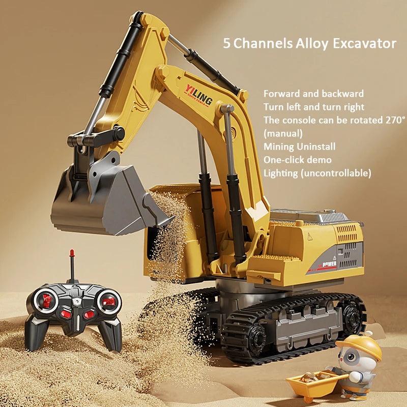 Remote Control Alloy Excavator – Lights, Sound & Realistic Movement | Kids’ Construction Vehicle Toy