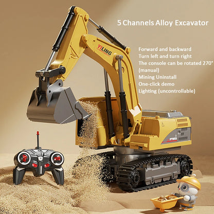 Remote Control Alloy Excavator – Lights, Sound & Realistic Movement | Kids’ Construction Vehicle Toy