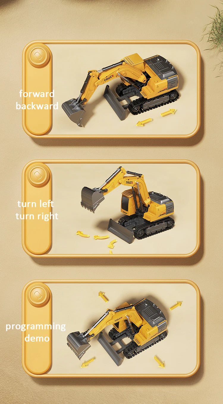 Remote Control Alloy Excavator – Lights, Sound & Realistic Movement | Kids’ Construction Vehicle Toy