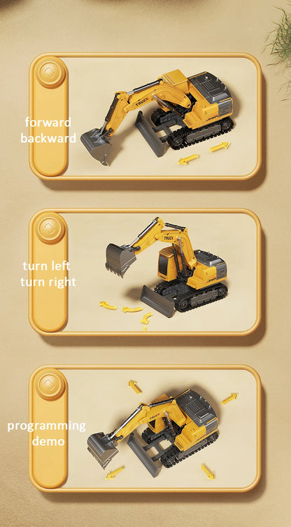 Remote Control Alloy Excavator – Lights, Sound & Realistic Movement | Kids’ Construction Vehicle Toy