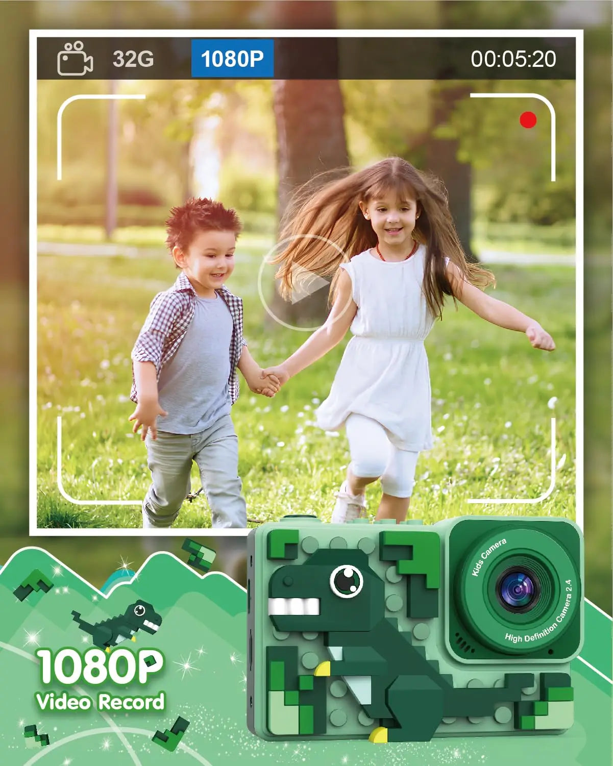 Kids Cartoon Dinosaur Camera – Build, Snap & Play!